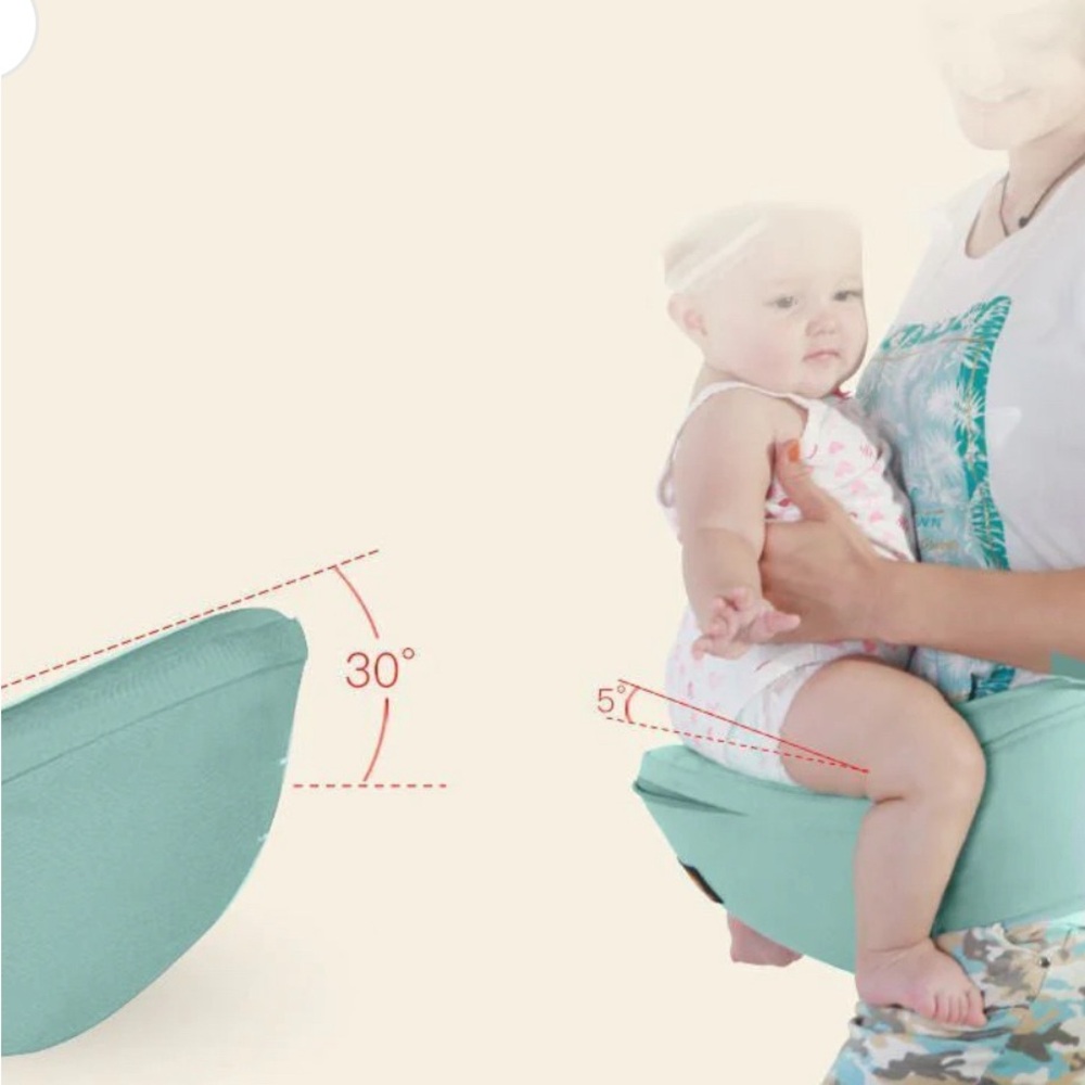 Mint Green Baby Hip Seat Carrier with Padded Support - Picture 2 of 9